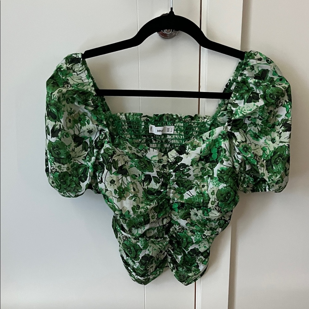 Mango Ruched Floral Print Top Size S - Picture 5 of 7